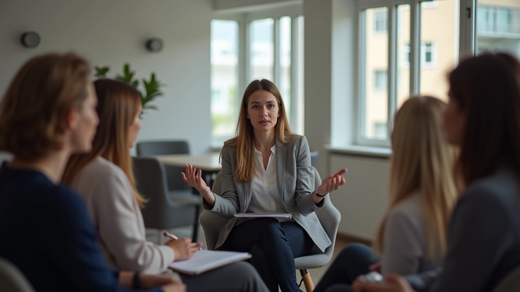 Facilitador guiando exercício de autoconsciência