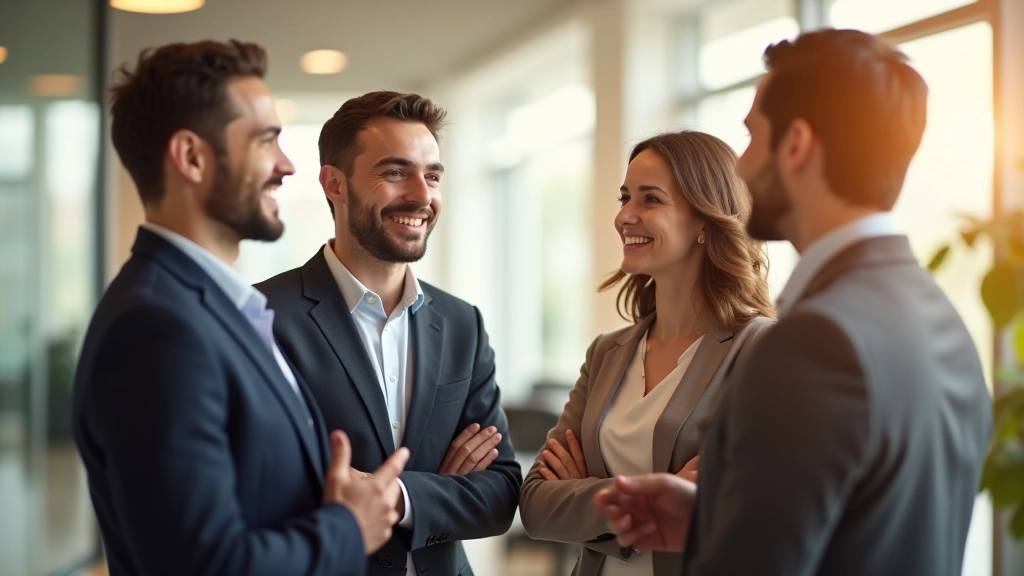 Equipa reunida em círculo, conversando com expressões relaxadas e abertas, ambiente de confiança e inclusão